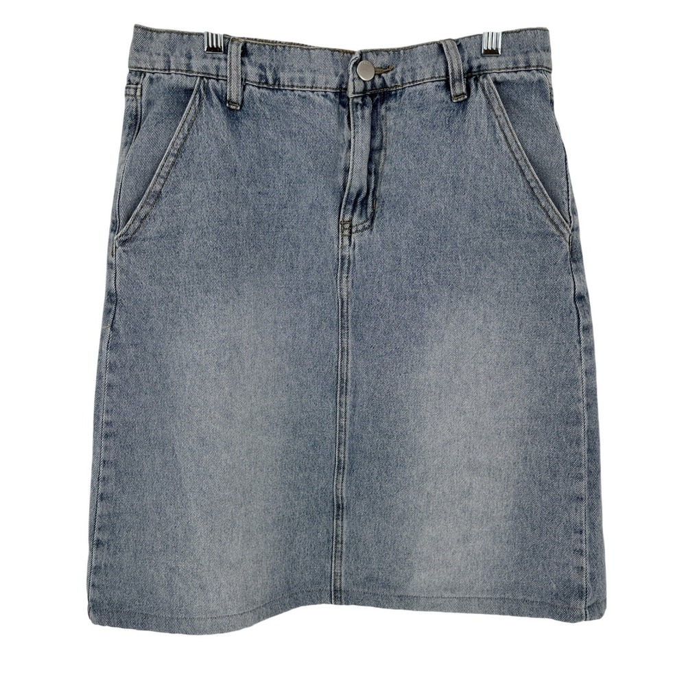 PTCL Ethical Clothing Womens Light Wash Denim Skirt 29 w Pockets Coastal Cowgirl